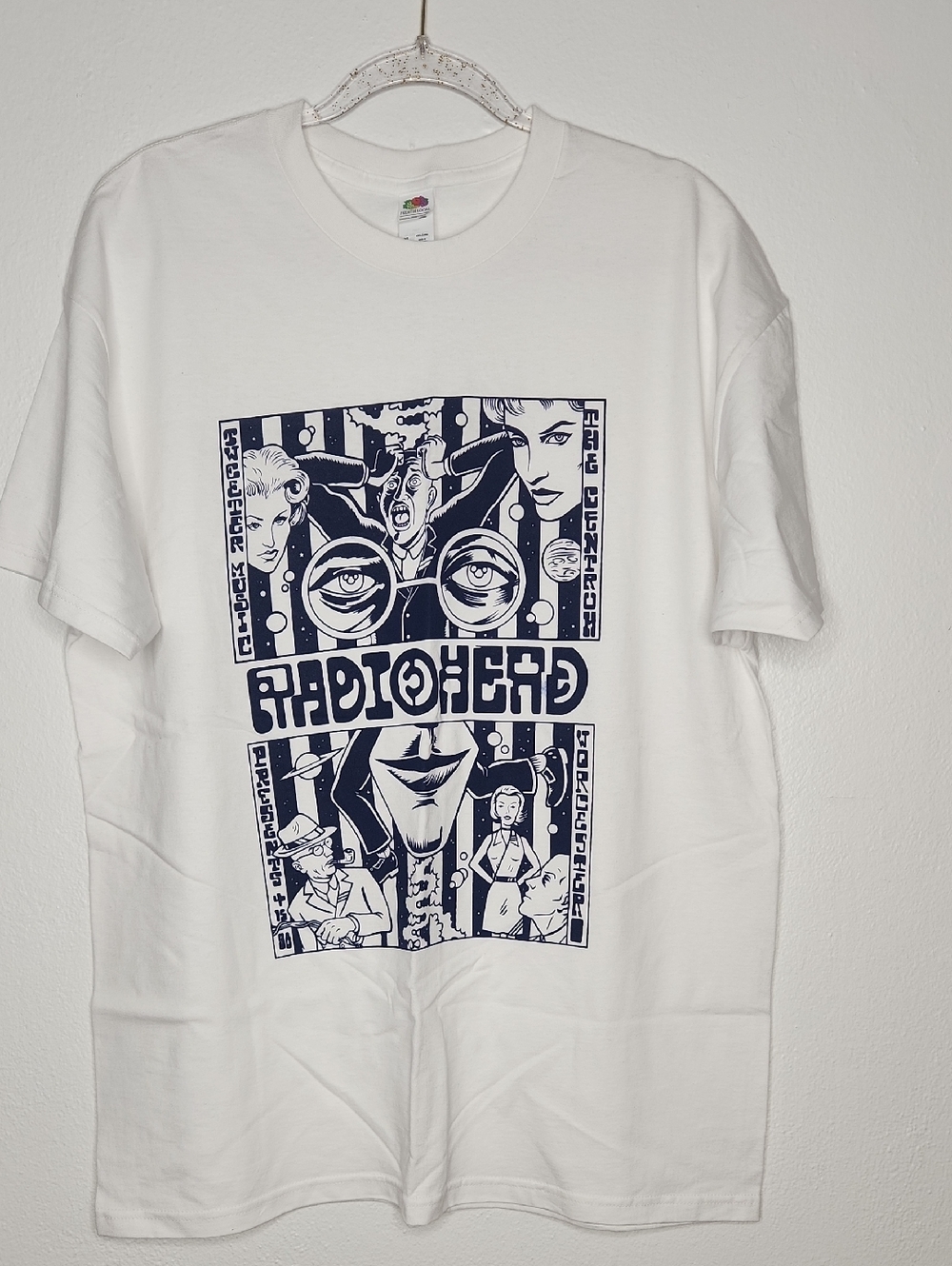 Radiohead Alternative Indie Band Graphic T‑Shirt with Navy Graphic Mens Size XL